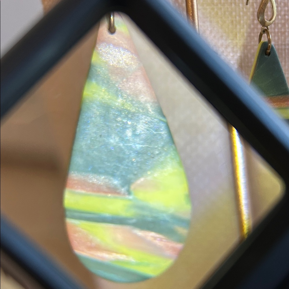 Artisan Earrings Multicolor Teardrop - Picture 6 of 8